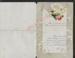 ANCIENNE LETTRE TYPE CANIVET DECOUPIS FLEURS & COLOMBE DE MARIE MARTIN À ROCHE LA MOLIÈRE 1909 : - Fiori