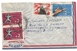 205 - 50 - Enveloppe Envoyée D'Uruguay En Suisse - 2 Timbres Escrime - Schermen