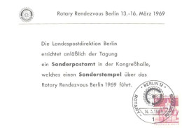 Germany:Maxi Card, Special Cancellation Rotary Rendezvouz Berlin 13.-16. März 1969 - 1961-1980