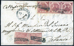 Cover 1860, Lettera Da Napoli 19 Aprile 1860 Viaggiata Coi Vapori Per Catania Affrancata Per 46 Grana Con Tre Esemplari  - Napels