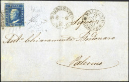 Cover 1859, Lettera Del 6.6.1859 Da Girgenti A Palermo, Affrancata Con 2 Grana Azzurro Vivo, I Tavola, Carta Di Napoli,  - Sicily