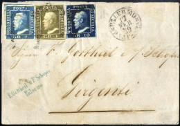 Cover 1859, Lettera (mancante Di Una Parte Laterale) Del 17.2.1859 Da Palermo A Girgenti Affrancata 1 Grano Verde Oliva  - Sicile