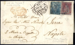 Cover 1853, Lettera Del 25.4.1853 Da Lucca Via Terra A Napoli, Affrancata Fino Al Confine Toscano Con 1 Cr. Carminio Su  - Toskana