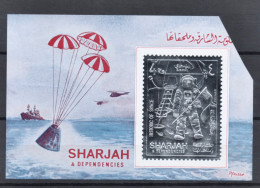 SHARJAH  BLOC ARGENT1970 Aldrin ESPACE - SPACE And Flag On The Moon, Engraved On Fine Silver - Sharjah