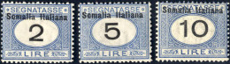 * 1926, Segnatasse D'Italia Con Soprastampa "Somalia Italiana" In Alto E Moneta Italiana, Arancio E Nero E Azzurro E Ner - Somalie