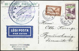 Cover 1931, "Rundfahrt Budapest-Budapest", 2 Karten, Von Budapest Nach Budapest, Frankiert Mit 12 F Und 1 P "Zeppelin" U - Autres & Non Classés