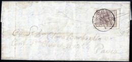 Cover Iseo, (CO + A Penna Punti 10) Lettera Del 14.3 Per Pavia Affrancata Con 30 Cent. Bruno II Tipo Carta A Mano, Firma - Lombardo-Vénétie