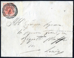 Cover Montebello, (LOV Punti 5) Lettera Del 9.12.1851 Per Lonigo Affrancata Con 15 Cent. Rosa II Tipo Carta A Mano, Bord - Lombardo-Vénétie