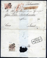 Cover Palma, (SD Nero E RACC. Rosso Punti 4+11), Lettera Raccomandata Del 8.4.1857 Per Triest Affrancata Con 15 Cent. Ro - Lombardo-Vénétie