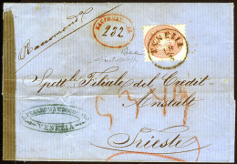 Cover Venezia, (RACC. Rosso Ovale Senza Data Punti 10), Annullo Sperimentale, Lettera Raccomandata Del 18.3.1864 Per Tri - Lombardo-Vénétie