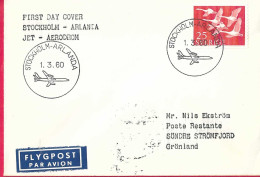 SVERIGE - FIRST DAY COVER  STOCKHOLM - ARLANDA JET - AERODROM * 1.3.1960* - Cartas & Documentos