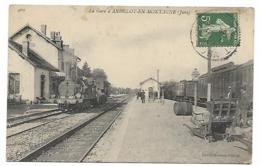 JOLIE CPA ANIMEE : TRAIN, LOCO, LOCOMOTIVE DANS LA GARE D'ANDELOT EN MONTAGNE, JURA 39 - Other & Unclassified