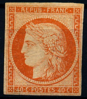 [* SUP] N° 5, 40c Orange Avec Belles Marges Régulières. Infime Trace - Certificat Photo. Rare Et Superbe - Cote: 7000€ - 1849-1850 Ceres