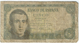 Espagne - Billet De 5 Pesetas - Jaime Balmes - 16 Août 1951 - P140a - 5 Pesetas