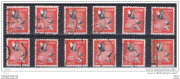 JAPAN:  1966/69  STORKS  -  100 Y. USED  STAMPS  -  REP.  12  EXEMPLARY  -  YV/TELL. 844 A - Oblitérés