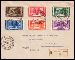Vatikan 1938: FDC-Einschreibebrief  | R-Zettel | Citta Del Vaticano, Aarau - Briefe U. Dokumente