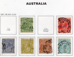 Australia 1931-36 - George V Heads  - 6 Values Used/Obl. Timbres/Stamps - Used Stamps