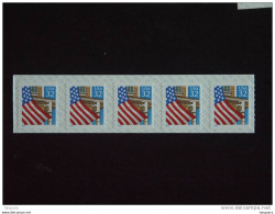 USA Etats-Unis D'Amerique United States 1995 Flag Over Porch Bande De 5 Yv 2339 MNH ** - Bandes & Multiples