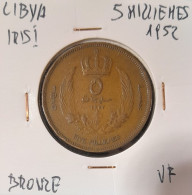 LIBYA 5 MILLIEMES 1952 - VF - Libya