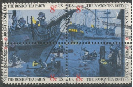 USA 1983 Boston Tea Party Sc. # 1480/3 Cpl 4v Set Block4 Used - Bandes & Multiples