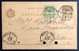 Hongrie, Entier + Complément De Budapest Pour Paris - (C396) - Postal Stationery