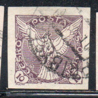 CZECHOSLOVAKIA CESKA CECOSLOVACCHIA 1918 1920 IMPERF. NEWSPAPER STAMPS WINDHOVER 10h USED USATO OBLITERE' - Timbres Pour Journaux