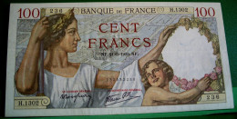 FRANCE . 1 BILLET CENT FRANCS SULLY . 100 FRS . 21 . 9. 1939 . ETAT PROCHE DU NEUF . Série H. 1302 - 100 F 1939-1942 ''Sully''