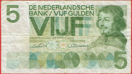 Pays-Bas - Billet De 5 Gulden - Joost Von Den Vondel - 26 Avril 1966 - P90a - 5 Florín Holandés (gulden)