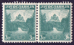 JUGOSLAVIA - ERROR "BROKEN NOMINAL"  In Pair - EUROPA ANTANTA - CHURCH OPLENAC - **MNH - 1937 - Geschnittene, Druckproben Und Abarten