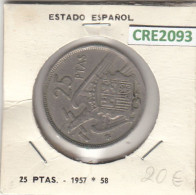 CRE2093 MONEDA  ESPAÑA FRANCO 25 PESETAS 1957 58 MBC - 25 Peseta