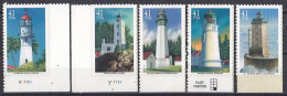 UNITED STATES 4233-4237,unused,lighthouses - Nuevos