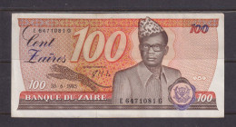 ZAIRE - 1985 100 Zaires Circulated Banknote As Scans - Zaire