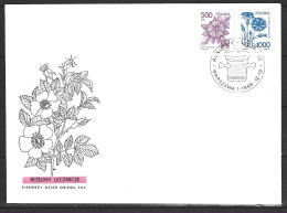 POLOGNE. N°3057-8 De 1990 Sur Enveloppe 1er Jour. Plantes Officinales. - Plantes Médicinales