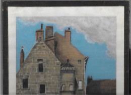 Aquarelle Ou Pastel 42cm 29cm  ,  Signé   HELENE BRETREMIEUX - Saint Pol De Léon Maison Prébendale - Art Contemporain