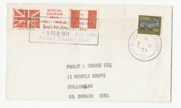 1971 IRELAND Stamps COVER With GB POSTAL STRIKE COURIER MAIL LABEL  Great Britain - Covers & Documents