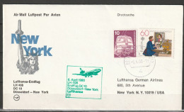 Flugpost/ Erstflug 1980 LH408 Mit DC10 Düsseldorf - New York 6.4.1980 Ankunftstempel 6.4.80 ( FP 216) - Premiers Vols