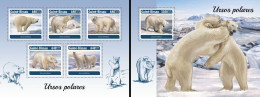 Guinea Bissau 2018, Animals, Polar Bears, 5val In BF+BF - Faune Arctique