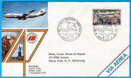 España. Spain. 1971. Matasello Especial. Special Postmark. Primer Vuelo BCN - JFK. IBERIA. Jumbo 747 - Machines à Affranchir (EMA)