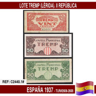 C2440.1# España 1937. Lote Billetes Tremp (Lérida) (VF) TUR@2606-2608 - 1-2 Pesetas