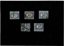 ITALIA REGNO ,"Segnatasse",10 Lire ,azzurro E Bruno ,5 Pezzi Usati ,qualita Buona - Postage Due