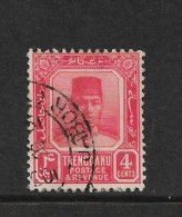 MALAYA - TRENGGANU 1941 4c SCARLET - VERMILLION  SG 30a ORDINARY PAPER FINE USED Cat £50 - Trengganu