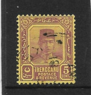 MALAYA - TRENGGANU 1939 5c DEEP PURPLE/BRIGHT YELLOW   SG 32a FINE USED Cat £7 - Trengganu