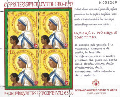 SOVEREIGN MILITARY ORDER OF MALTA, SMOM, 2022, MNH, MOTHER TERESA, SHEETLET OF 4v - Mère Teresa