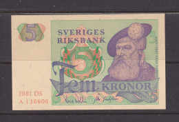 SWEDEN - 1981 5 Kronor AUNC/UNC Banknote As Scans - Suecia