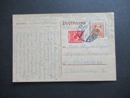 Österreich 1925 Ganzsache Mit Marken überklebt Mi.Nr.449 Und 451 Stempel Feldkirch Nach München - Postcards