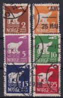 NORWAY 1925 - Canceled - Sc# 104-108, 110 - Used Stamps