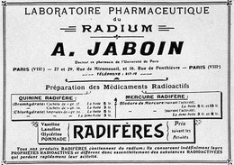 Laboratoire Pharmaceutique Du Radium A. Jaboin Radifères (Photo) - Voorwerpen