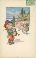 CASTELLI SIGNED 1920s  POSTCARD - KIDS & BAGPIPE - EDIT DELL'ANNA & GASPARINI - N. 518/5 (4839) - Castelli