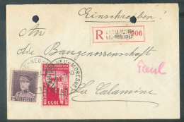 CANTONS De L'EST -   1Fr50 KEPI + 1Fr. EXPOSITION De BRUXELLES obl. Sc LA CALAMINE NEU-MORESNET Sur Lettre Recommandée D - 1931-1934 Mütze (Képi)