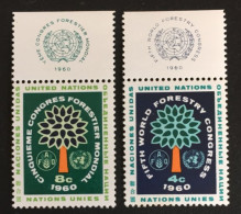 1960 - United Nations UNO UN ONU - World Forestry Congress - Tree -  Unused - Unused Stamps